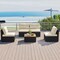 Costway 5 Piece Outdoor Furniture Set with Seat & Back Cushions Acacia Wood Tabletop